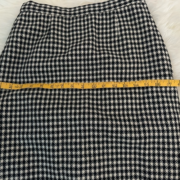 Vintage Wool Houndstooth Pencil Midi Skirt Lined Retro Classic - Picture 8 of 9